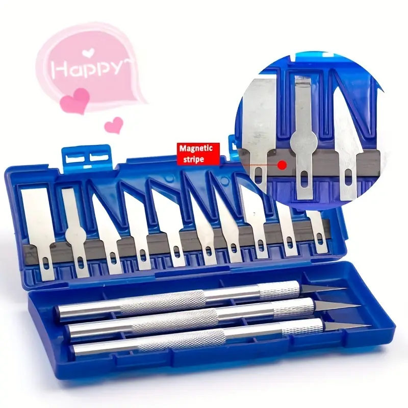 Set di utensili per coltelli da intaglio in lega di alluminio da 13 pezzi-perfetto per tagliare la carta, artigianato e modellismo!