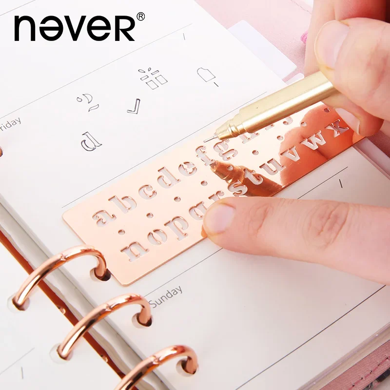 Never Metal Ruler Rose Gold Drafting Tools Hollow Ruler Planner Journal Multifunctional Graffiti Drawing Accessories Stationery