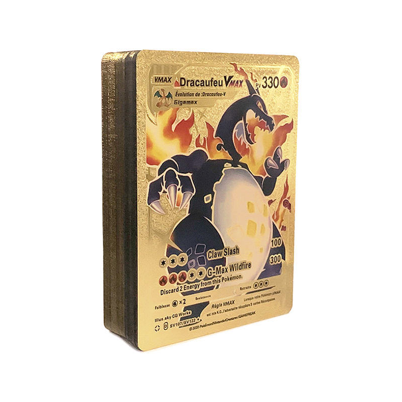 81 ชิ้น Pokemon Francaise เยอรมันทองการ์ดสเปนภาษาอังกฤษฟอยล์ทอง Rainbow การ์ด VMAX EX GX การ์ด Vmax Gx การ์ดเกมเด็กของขวัญ