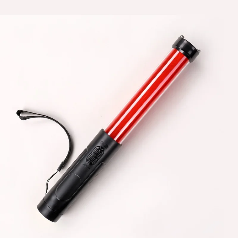 32cm White Tube Red Shift Green/Blue Warning Flashing Light Signal Fluorescent Traffic Control Stick With Whistle Battery Model