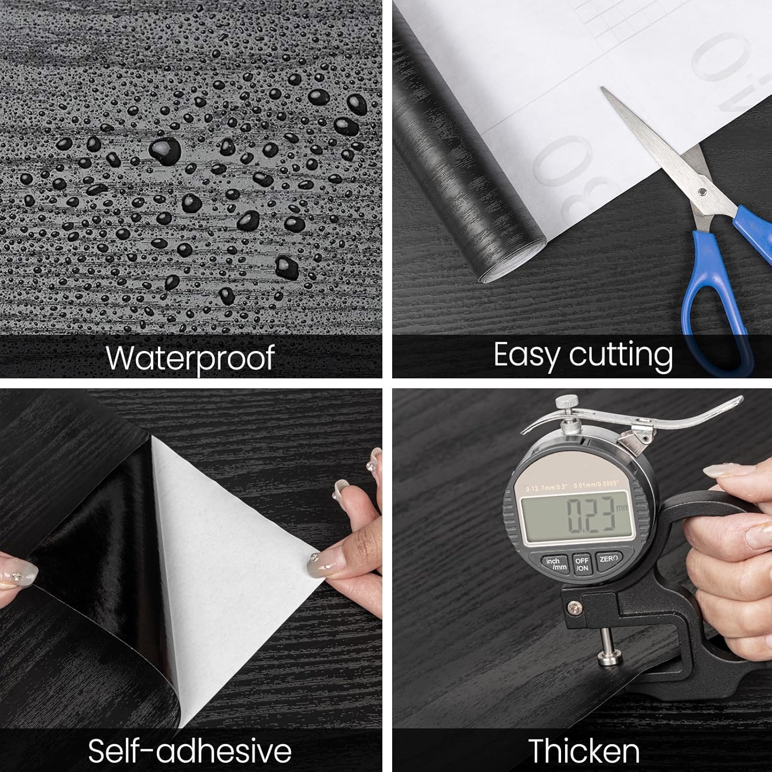 Adesivo de grão de madeira de 55cm, papel de parede autoadesivo de alta qualidade, adequado para bancadas de cozinha, armários, mesas, paredes, renovação