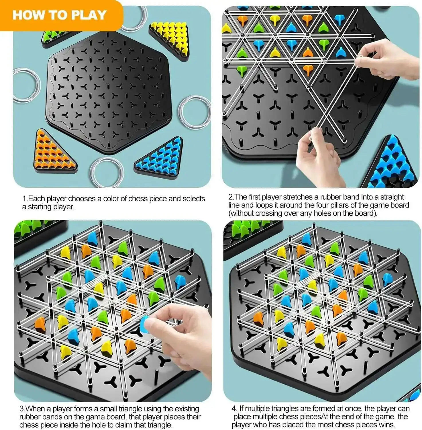 Brettspiel Kette Dreieck Schach Pracht Duell Strategiespiel für Kinder und Erwachsene Lustiges Familienspiel Logik Schachgleis Tischspiel