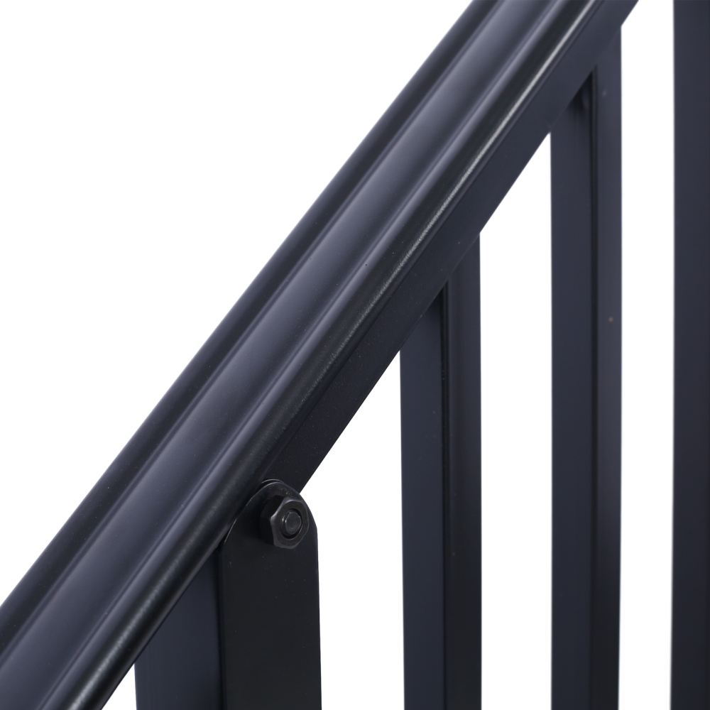 Handrails for Outdoor Steps Fit 2 or 3 Steps Outdoor Stair Railing Picket#2 Wrought Iron Handrail Flexible Porch Railing Black