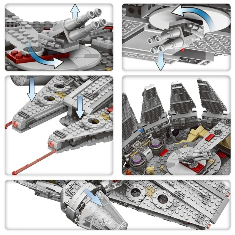 1381PCS Falcon Millennium ยานอวกาศใช้งานร่วมกับ 75105 อิฐ Building Block ของเล่นส่งเจ็ดตุ๊กตาปริศนา DIY เด็กของขวัญ