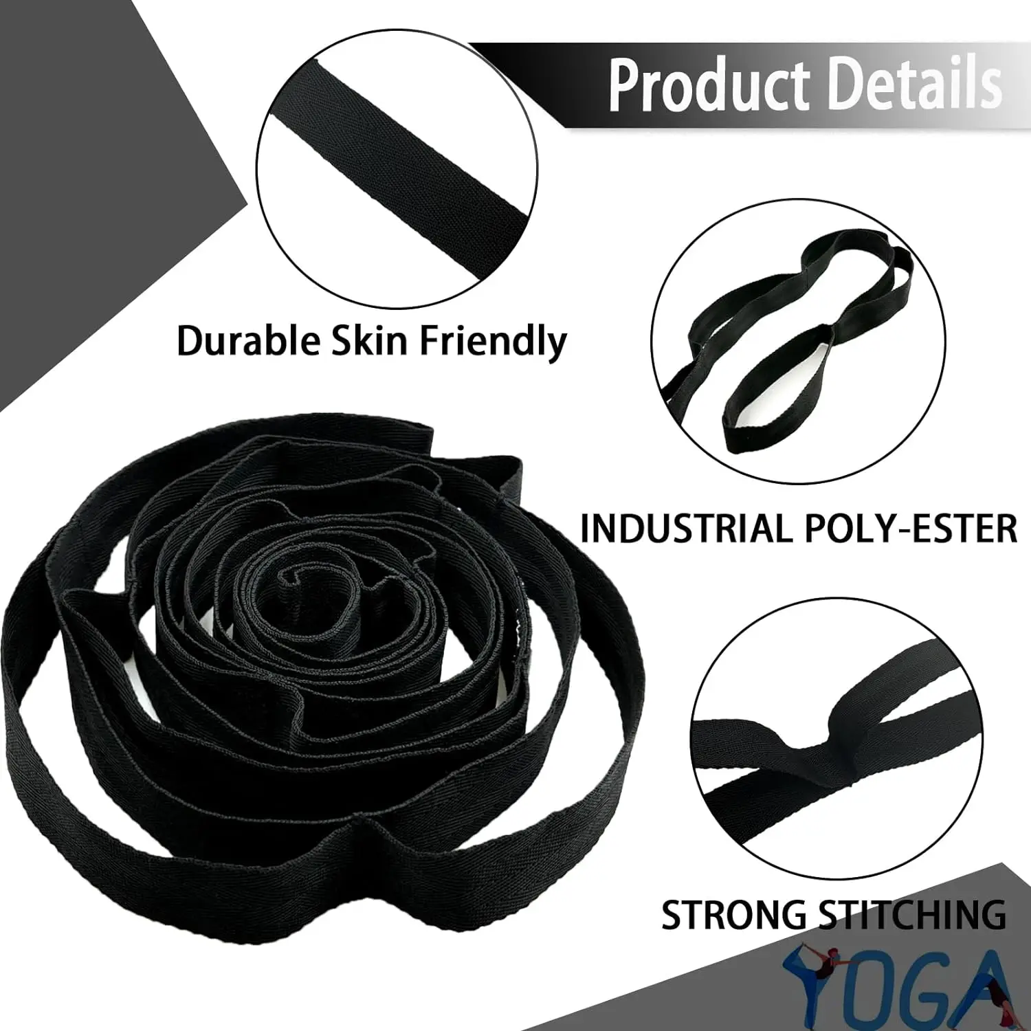 Cinghia elastica per yoga con passanti, cinghie elastiche per terapia fisica, cinghia per esercizi non elastica per pilates, danza