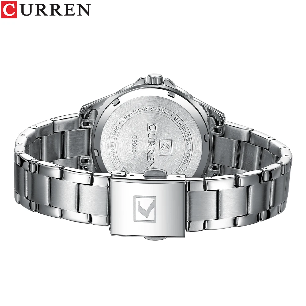 CURREN สร้อยข้อมือนาฬิกาควอตซ์คู่สำหรับแฟชั่นที่สร้างสรรค์สบายๆชุดสร้อยข้อมือหน้าปัดนาฬิกาทรงกลมสวยงาม