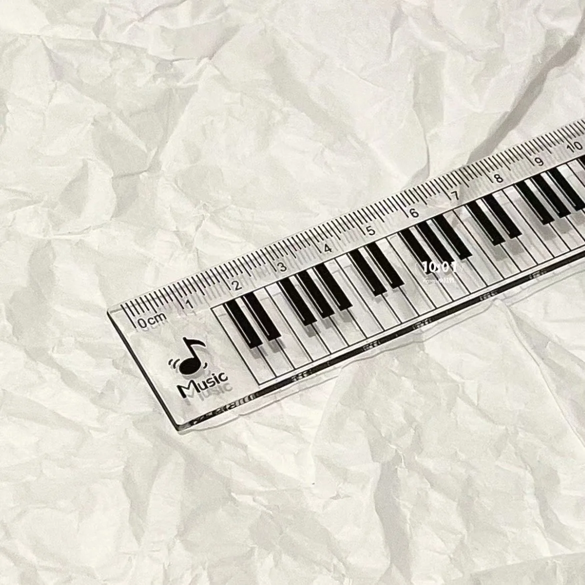 Black Piano Keyboard Music Theme Transparent Rulers 4-piece Set Student Plastic Triangle Ruler Protractor Set Kids Stationery