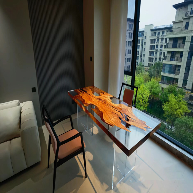 Epoxy resin river glacier crack cloud tea table solid wood large board light luxury