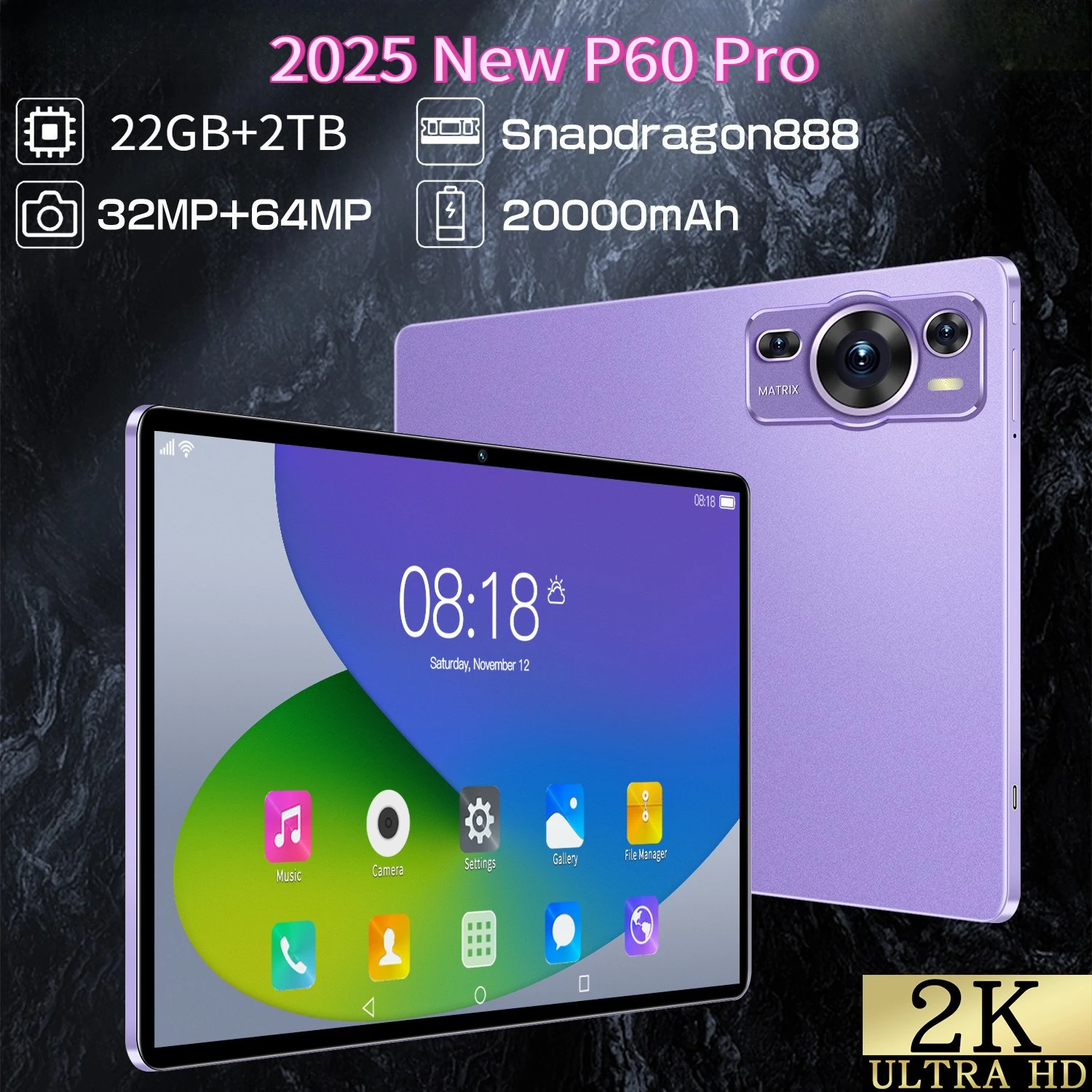 2025 Nieuwe P60 Pro 5G Dual Tablet Android 14 22 GB + 2 TB kinderen Tablet 10 Inch HD Scherm 20000 mAh Tab Tabletten PC Met toetsenbord Laptop