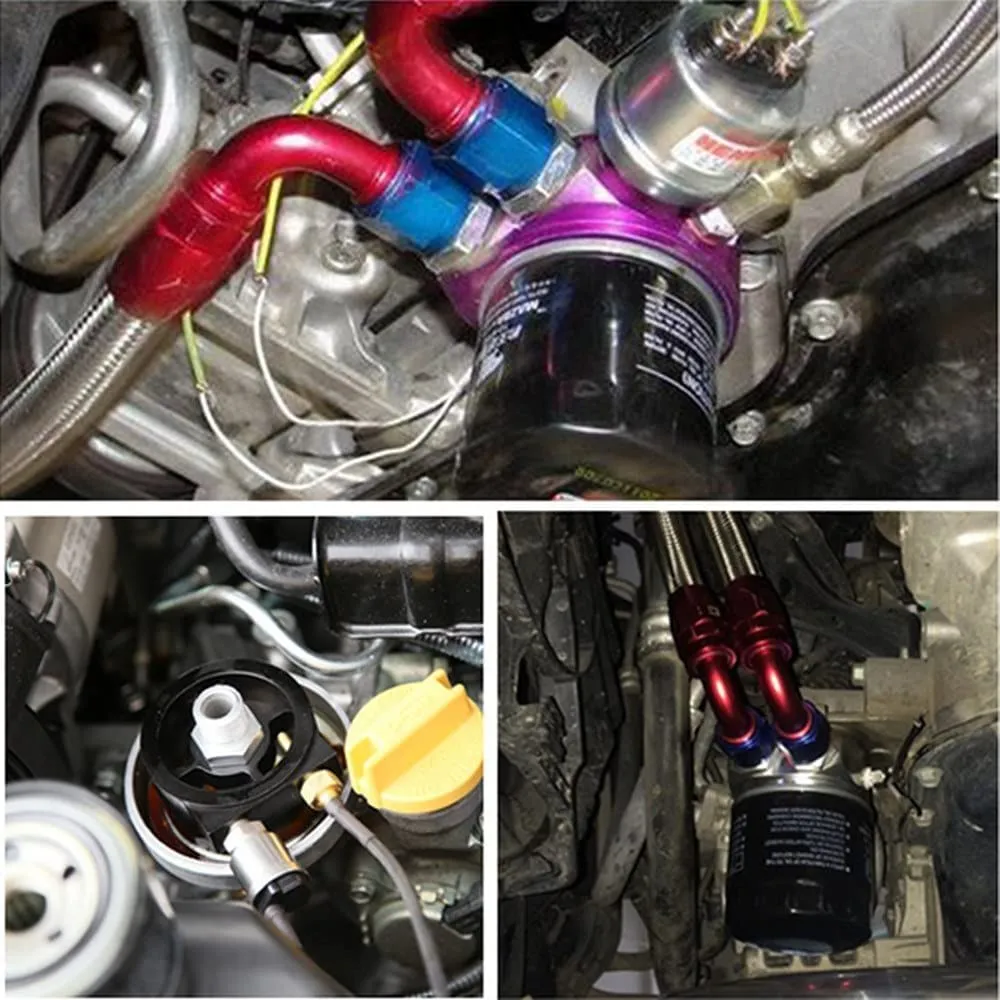 Adaptador universal de placa de sanduíche, filtro de óleo de alumínio para carro automotivo, adaptador de sensor de temperatura de prensa de óleo com kit de conectores