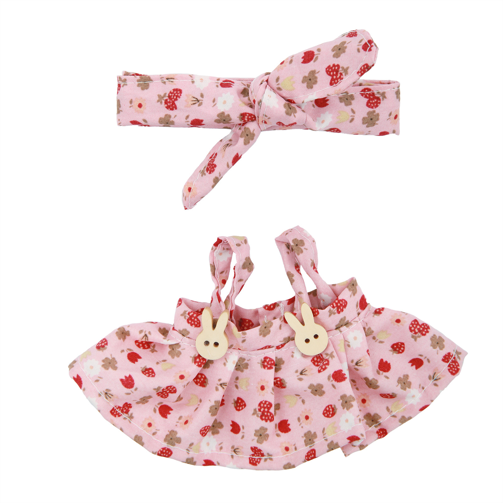 Labubu roupas para boneca de 15-17cm, saia floral, vestido halter, faixa de cabelo, 2 unidades/pacote, boneca de algodão de pelúcia, acessório de jogo, presente para fãs