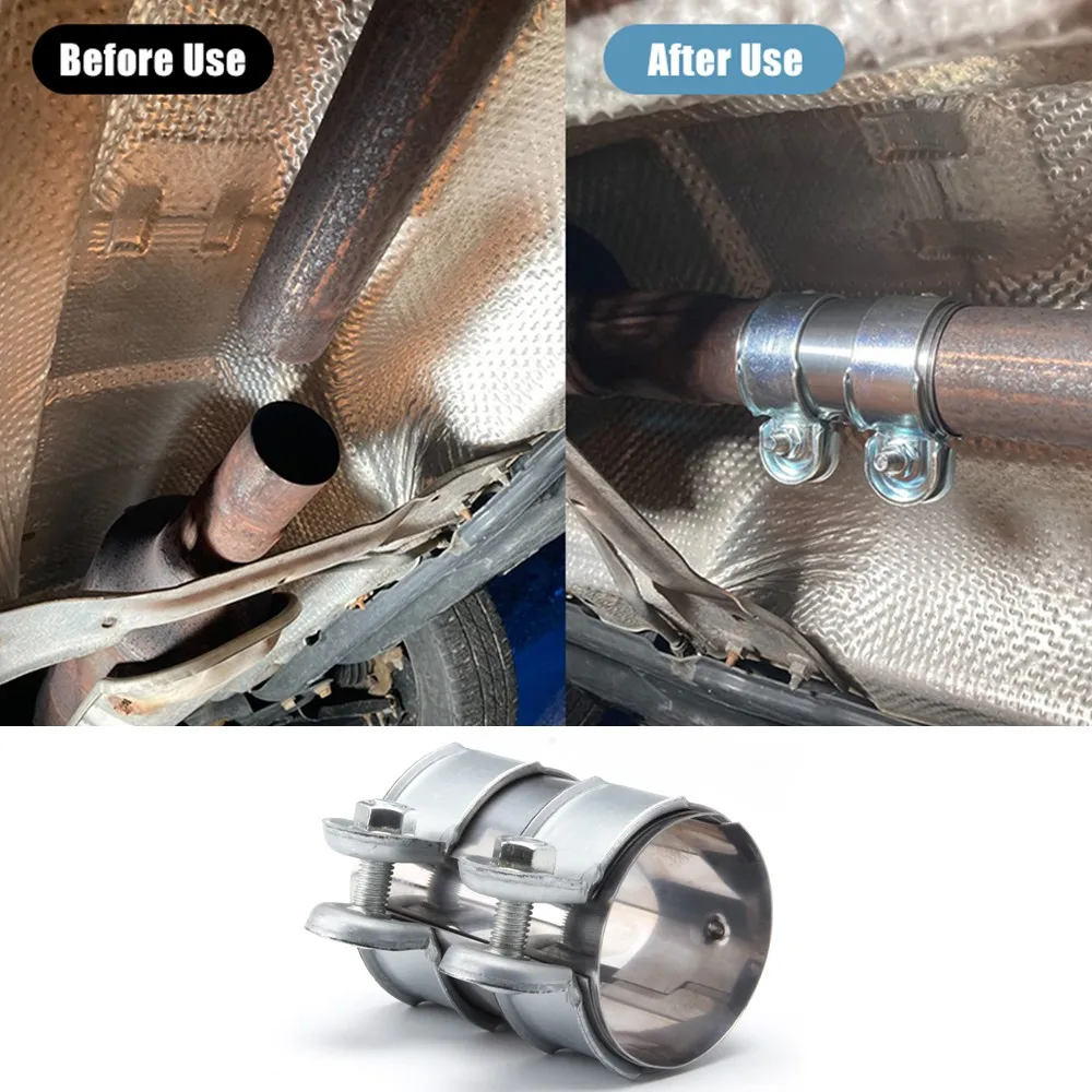 Universal 2"/2.5" Exhaust Clamp, Lap Joint+Bolts Band Flanges Clamp for Secure Sealing, for Mufflers Downpipes Catback Systems