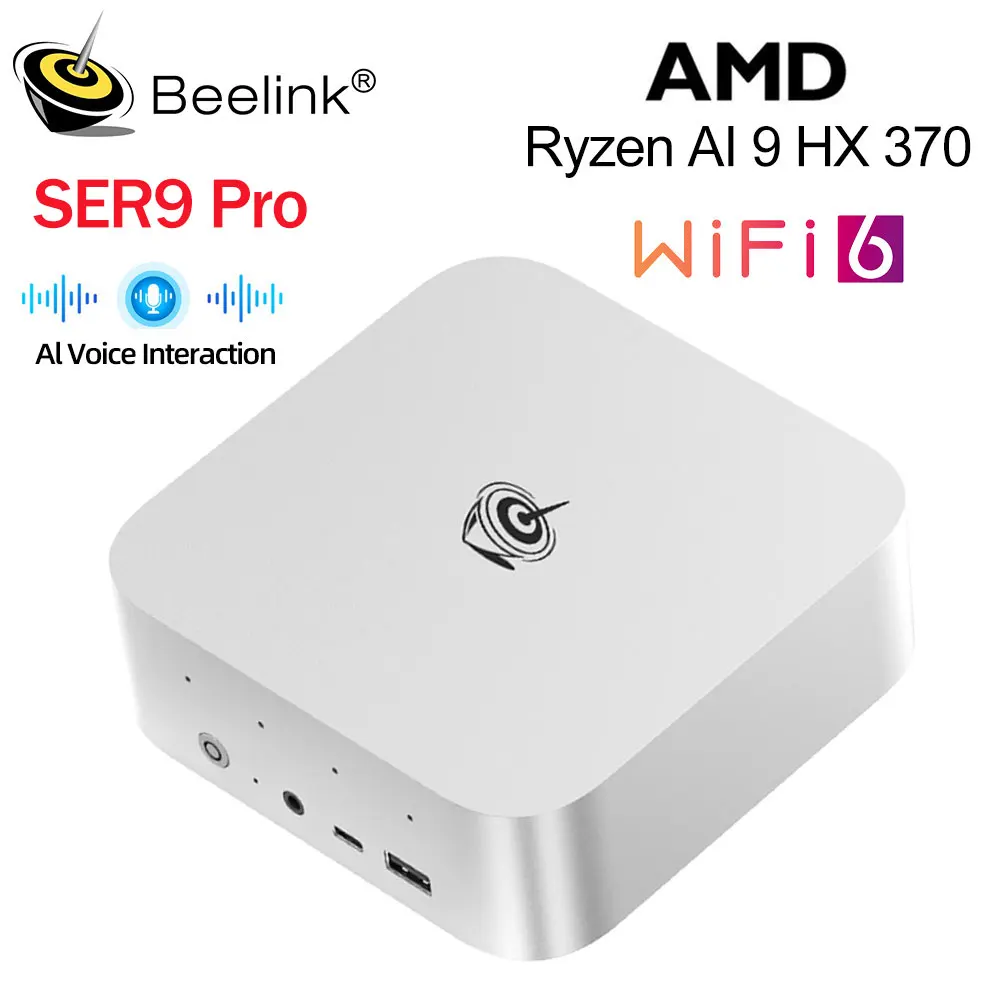 Beelink SER9 Pro Мощный мини-ПК AI AMD Ryzen AI 9 HX370 32 ГБ 64 ГБ LPDDR5 1 ТБ 2 ТБ SSD Wifi6 BT5.2 для домашнего настольного компьютера SER