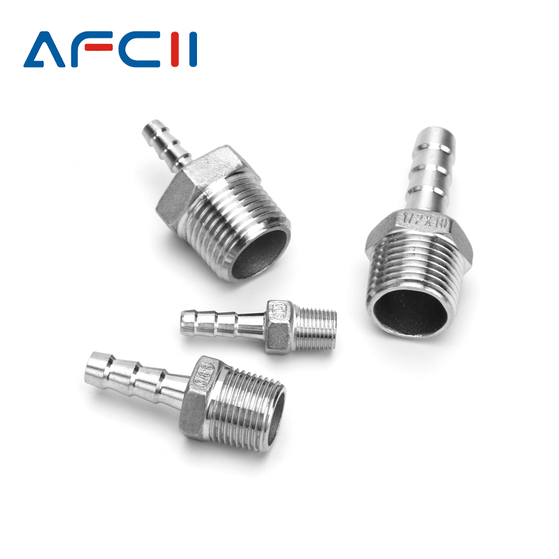 ท่อ Barb Connector 304 สแตนเลส 1/8 "1/4" 3/8 "1/2" BSP ด้ายชายท่อ Barb ท่อเจดีย์ Coupling TAIL CONNECTOR