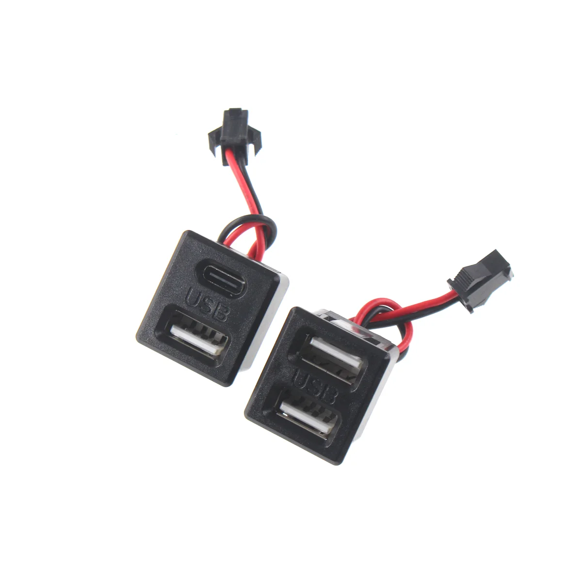1PCS USB female type-c Double-layer jack usb a female lamp charging jack Power socket with cable connector