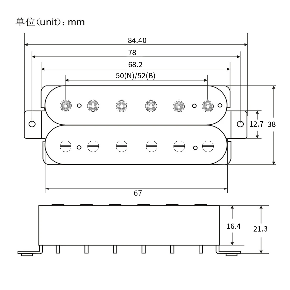 FLEOR Gốm Humbucker 4 Dây Đàn Guitar Đôi Cuộn Dây Thu-Ngựa Vằn/Đen/Trắng