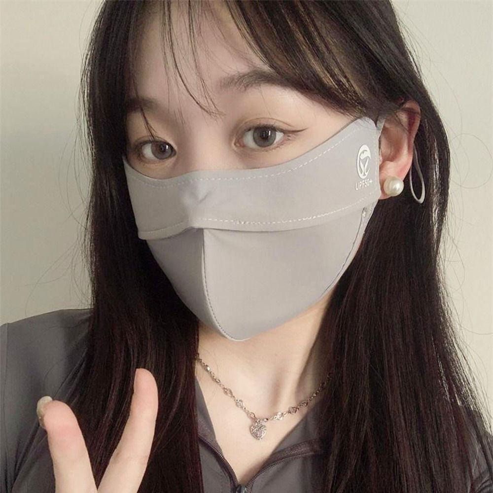 Protetor Facial Anti-UV para Mulheres, Seda Gelo, Proteção Solar, Máscara de Condução, Protetor Solar de Verão, Chapéus Solid Color, 1Pc