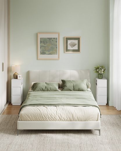 Vasagle Nachtkastje (2-st) Set/Set Van 2, Smal, Bijzettafel Met 2 Laden, Open Compartiment