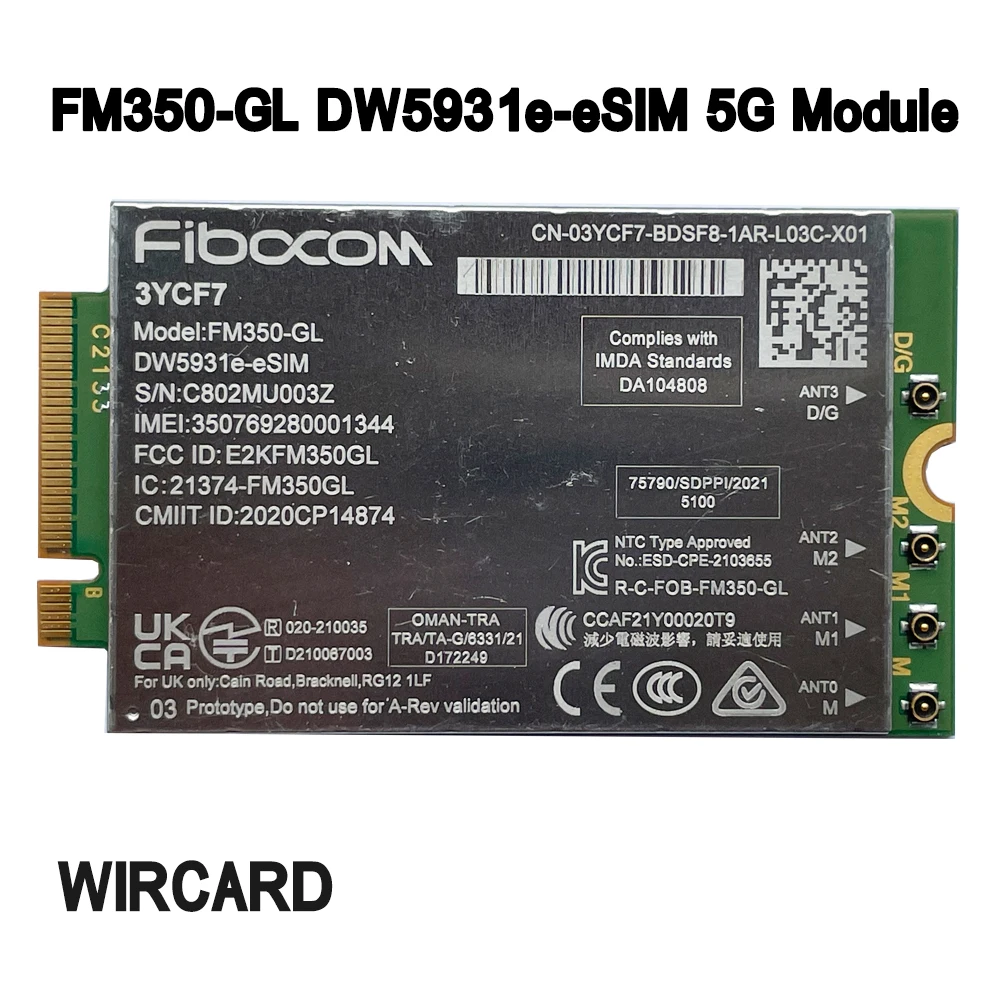 FM350-GL DW5931e DW5931e-eSIM 5G M.2 Module For  Latitude 7440 Latitude 5531 9330 3571 Laptop  5G Solution 5000 FM350- gl