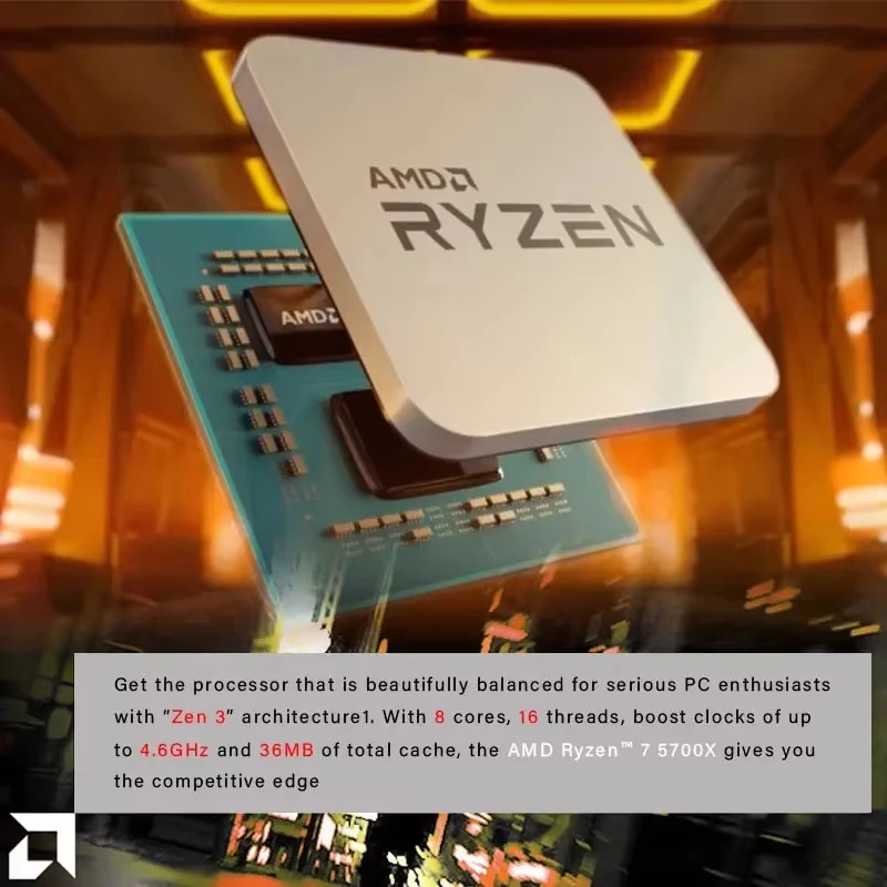 AMD R7 5700X Nuovo Ryzen 7 5700x Processore 8-Core CPU16-Thread 4,6GHz 7NM L3=32M 100-000000926 Presa AM4 DDR4 ma non senza ventola