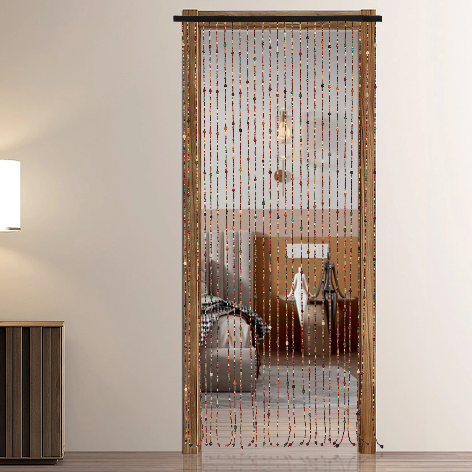 Cortina de cuentas de madera Natural para puerta, juego de regalo para decoración del hogar, como ventana de Bambú