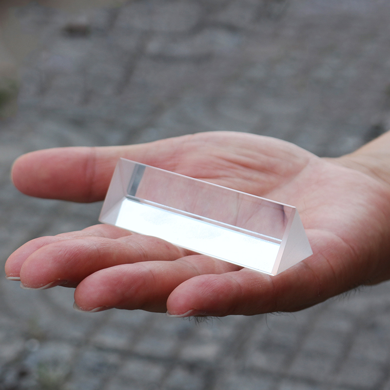 Prisma triangular bk7, 25x25x80mm, prismas ópticos de vidro, ensino de física, espectro de luz refratado, arco-íris, presente para crianças e estudantes