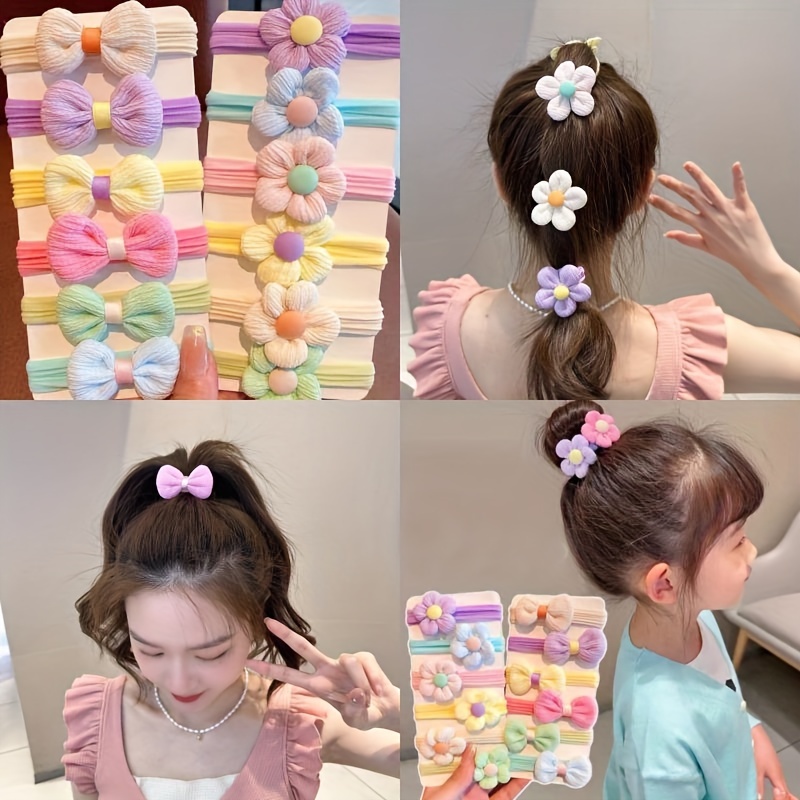 12PCS Neue Cut Haar Krawatten Prinzessin Süße Blume Bogen Mädchen Frauen Elastische Haar Bands Haar Zubehör Kopfbedeckungen
