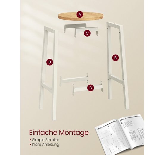 VASAGLE Barhocker Barstühle (Set, 2 St), bis 100kg belastbar