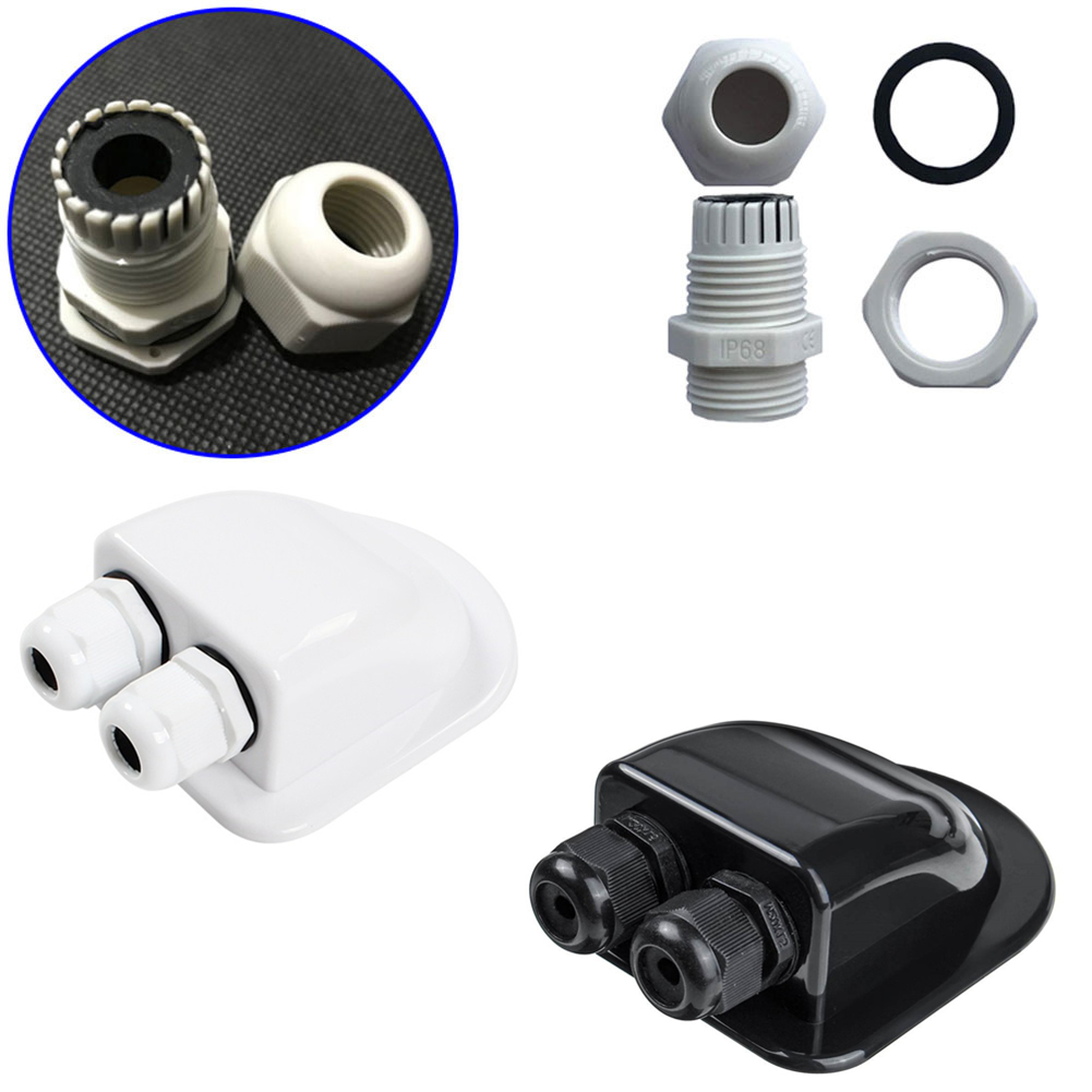 Solar Panel Doppel Loch Draht Kabel Eintrag Drüse Abdichtung Box Gebogene Kabel Stecker Wasserdicht Für RV Caravan Wohnmobil Boot