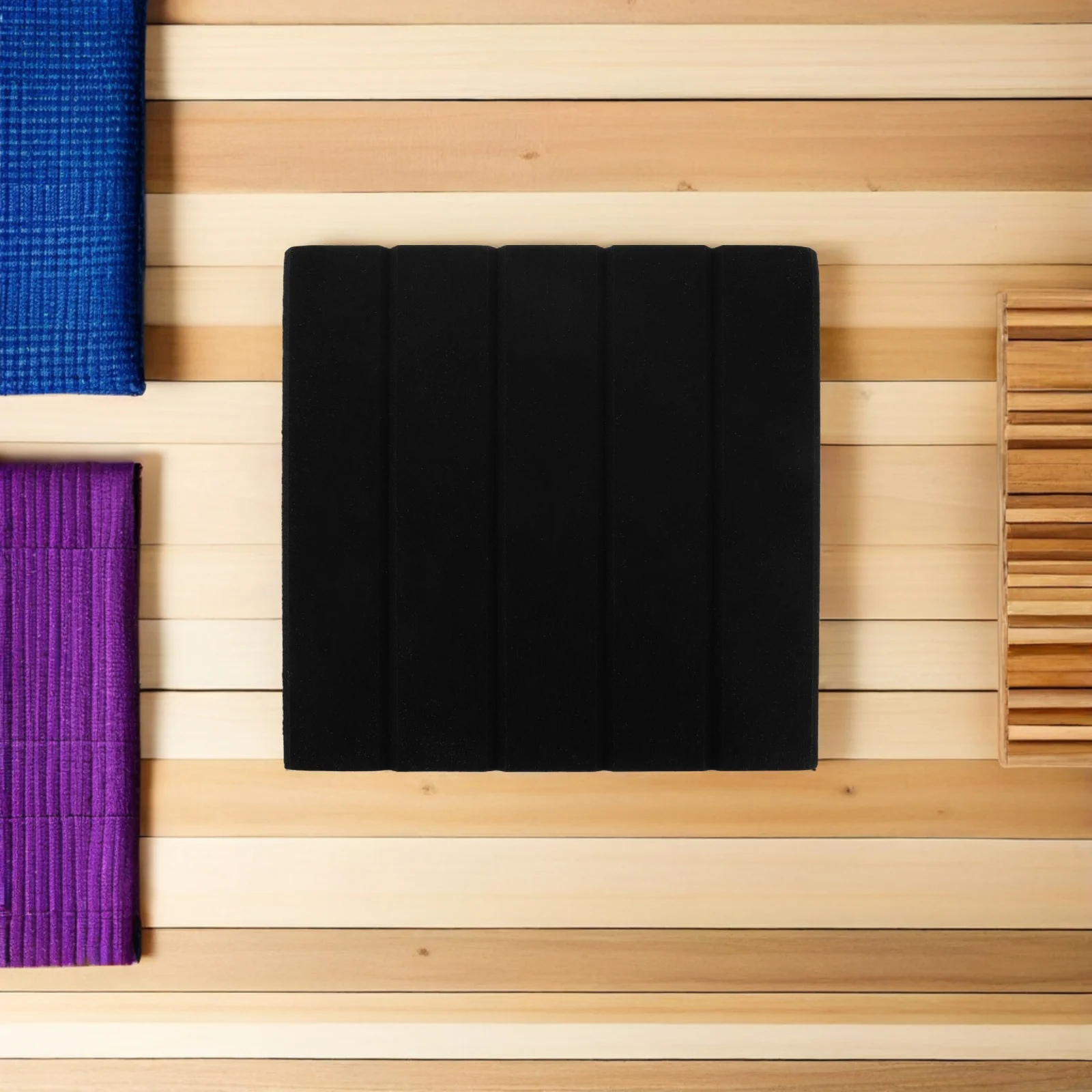 12Pcs Polyester Acoustic Wall Panels Vertical Stripe Soundproof Tiles Noise Reduction for Recording Studios Theaters