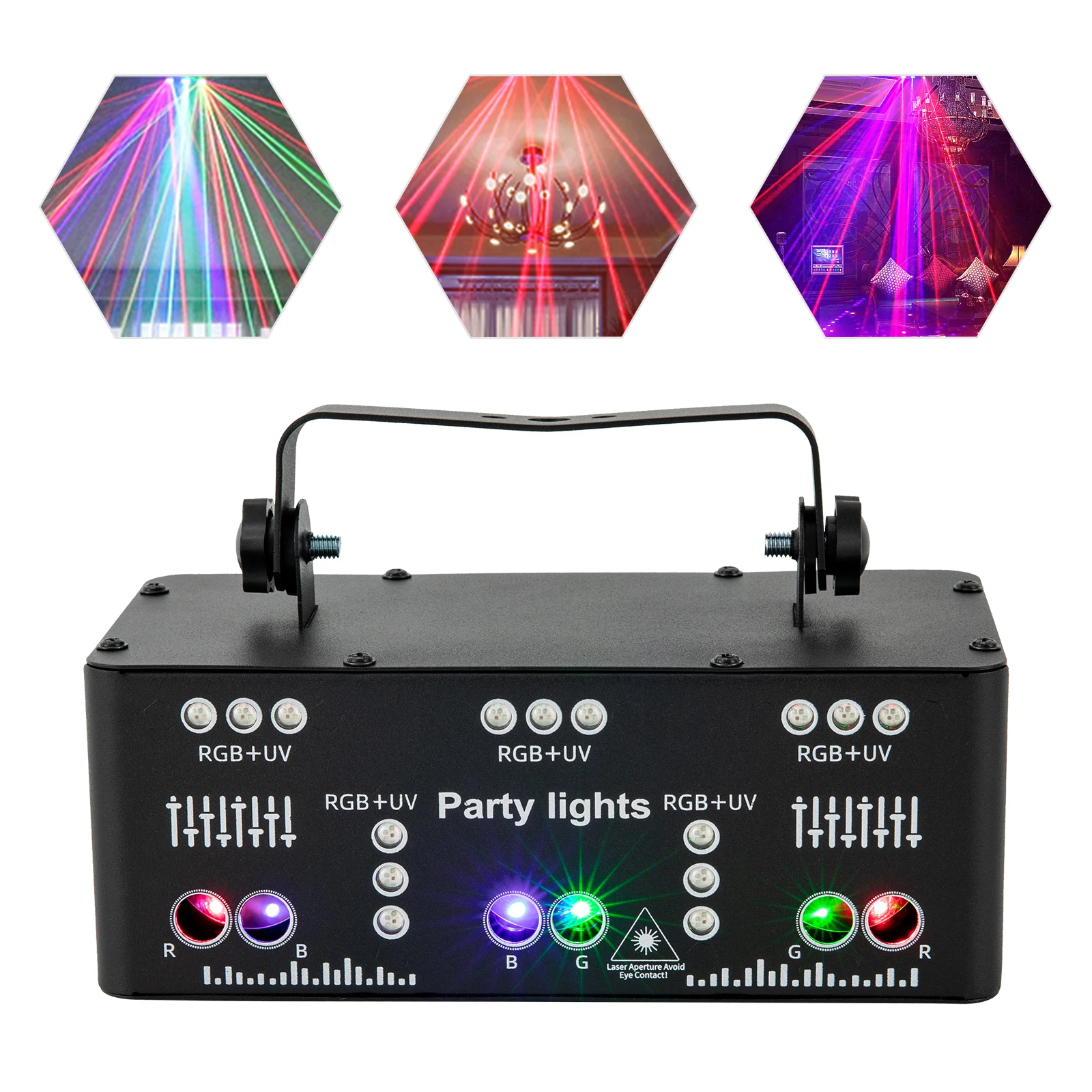 DJ Disco Light Party Light 21 LED RGB Light Sound Control Strobe Samobieżny reflektor z efektem DMX z laserem i diodą LED