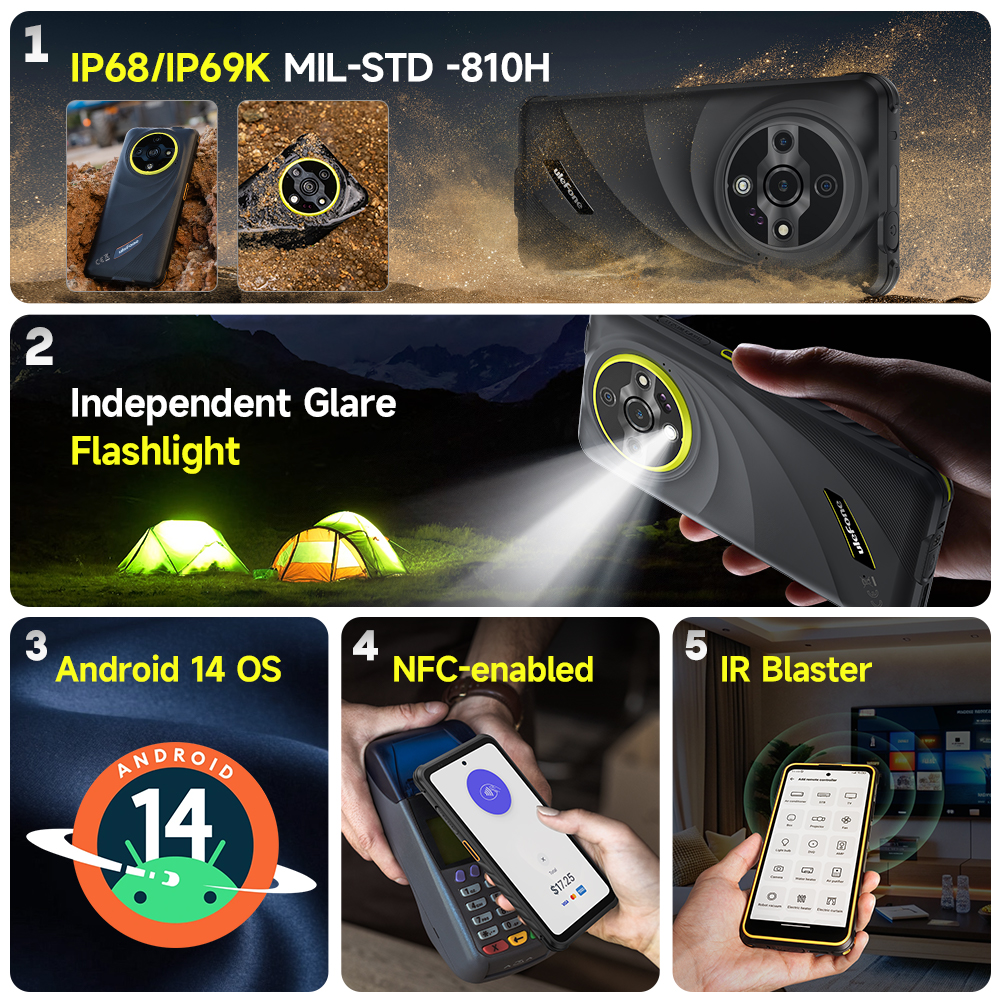Ulefone-Armor X31 Proスマートフォン,頑丈な電話,Android 14, 5g,6.56インチ,16GB, 256GB,ナイトカメラ,64mp,6050mah,NFC,ワールドプレミア