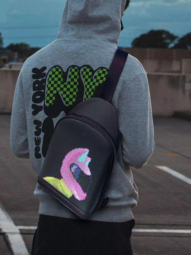 Neue Umhängetasche Volle Farbe Bildschirm Led-anzeige Outdoor Freizeit Display Brust Pack Umhängetasche DIY Smart Multimedia Rucksack