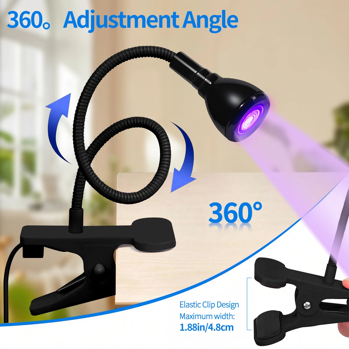 Gooseneck lâmpada de realce de unhas clipe usb lâmpada de mesa 395 luz de realce de unhas polonês uv cura violeta luz secagem rápida