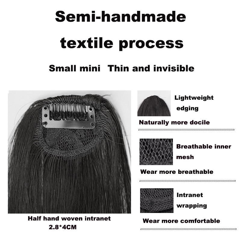 MANWEI วิกผมสังเคราะห์ Air Bangs ธรรมชาติสั้นสีน้ำตาลสีบลอนด์สีดำปลอมผมขยาย Fringe