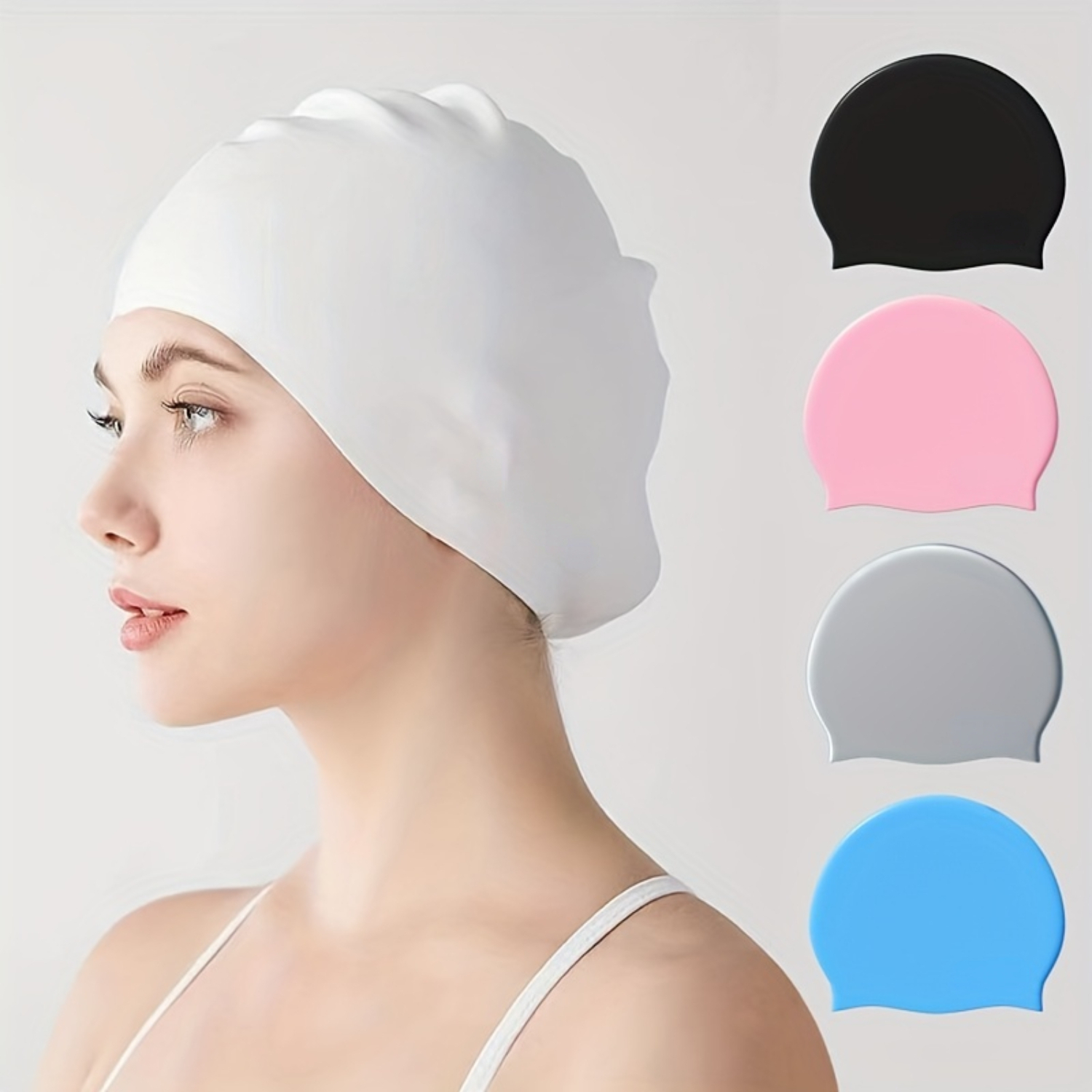 Gorro de natación de silicona Unisex de primera calidad, impermeable, antideslizante, súper elástico para bucear, uso diario, ajuste seguro, 1 ud.