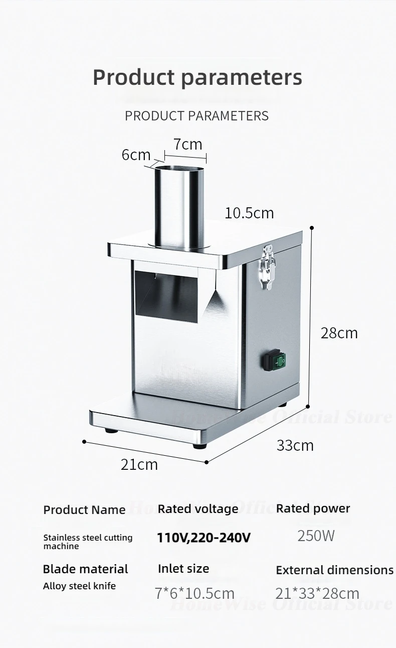 HomeWise EVEC-U Electric Vegetable Cube Cutting Machine Fruit Slicer Cutting Strip Dice Food Processor With 5 Blades