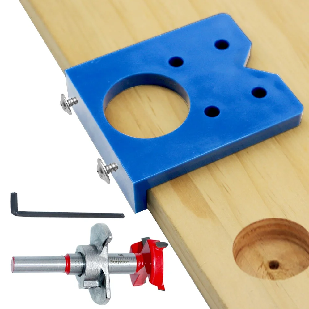Woodworking  Concealed Hinge Template with 35mm Bit Set Lightweight Positioner for Accurate Cabinet Hinge Installation Diy Tools