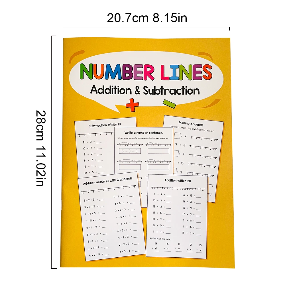 Addition y resta dentro de 20 libros de ejercicios de entrenamiento, libro de práctica de líneas numéricas, guardería, aprendizaje de matemáticas preescolar Montessori
