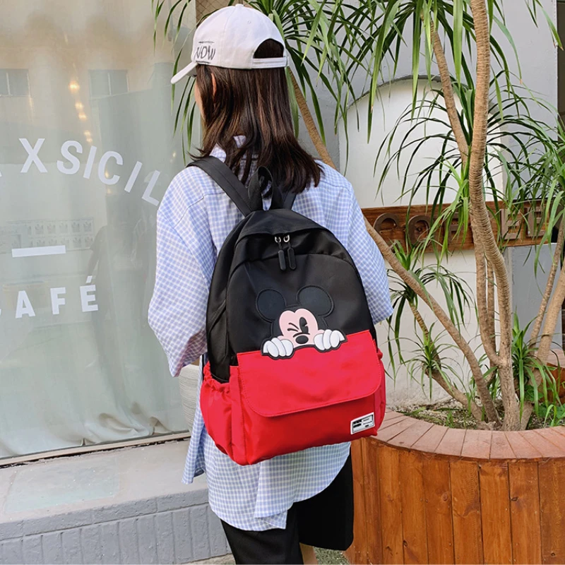Disney Anime Mickey Maus Rucksäcke Freizeit Reise Cartoon Rucksäcke für Frauen Jugend Student Wasserdichte Große Kapazität Rucksack