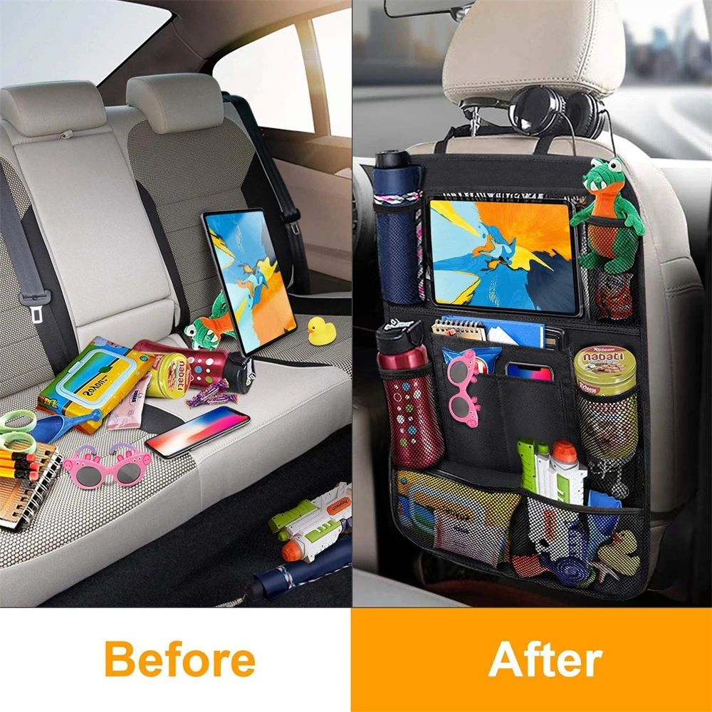 Carro Traseiro Organizador com Touch Screen Tablet Titular, Auto Armazenamento Bolsos Capa, Carro Assento Voltar Protetores para Viagem, Crianças Viajar