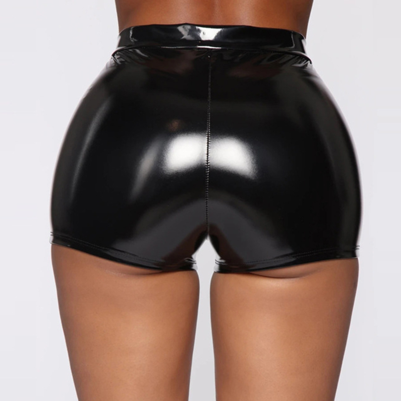 Short taille haute en cuir PU pour femme, short noir solide, bouton de document, olympiques de boîte de nuit sexy, mode estivale