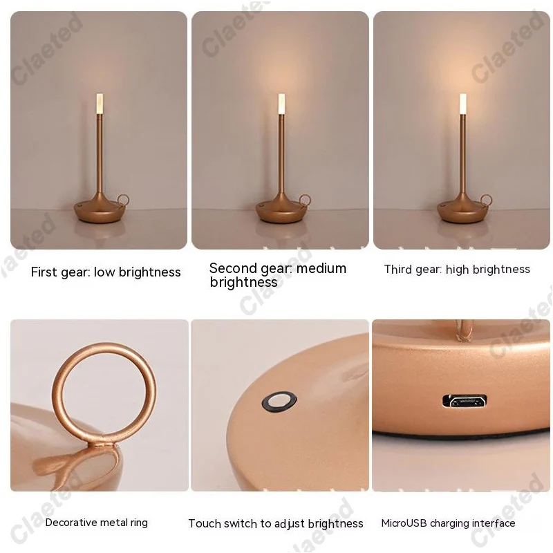 Touch LED Candlelight Camper Table Lamp Rechargeable Camper Waterproof Warm Light Candle Lamp Dinner Atmosphere Table Lamp