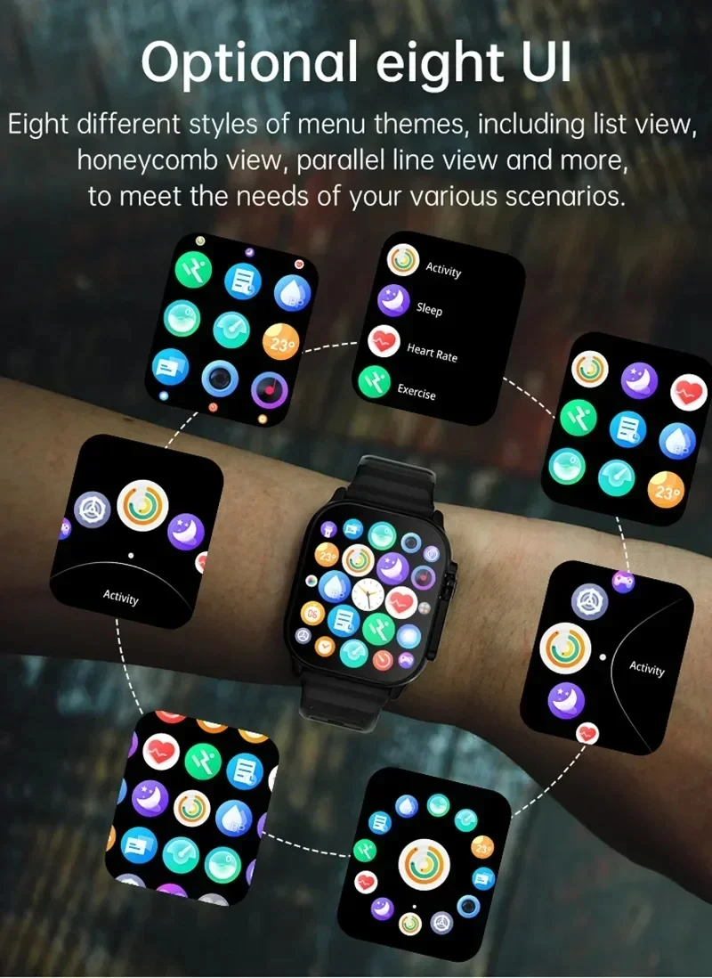 LAXASFIT T900Ultra Smartwatch Bluetooth Talk Smartwatch ข้อความการแจ้งเตือน Heart Rate Monitor กีฬานาฬิกาสําหรับ Android IOS ผู้ชายผู้หญิง