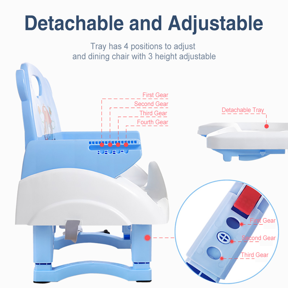 Angku-ポータブル折りたたみ式ベビーチェア,安全ベルト付きダイニングチェア,ベビートレイ付きトラベルブースターシート,ダイニングテーブル
