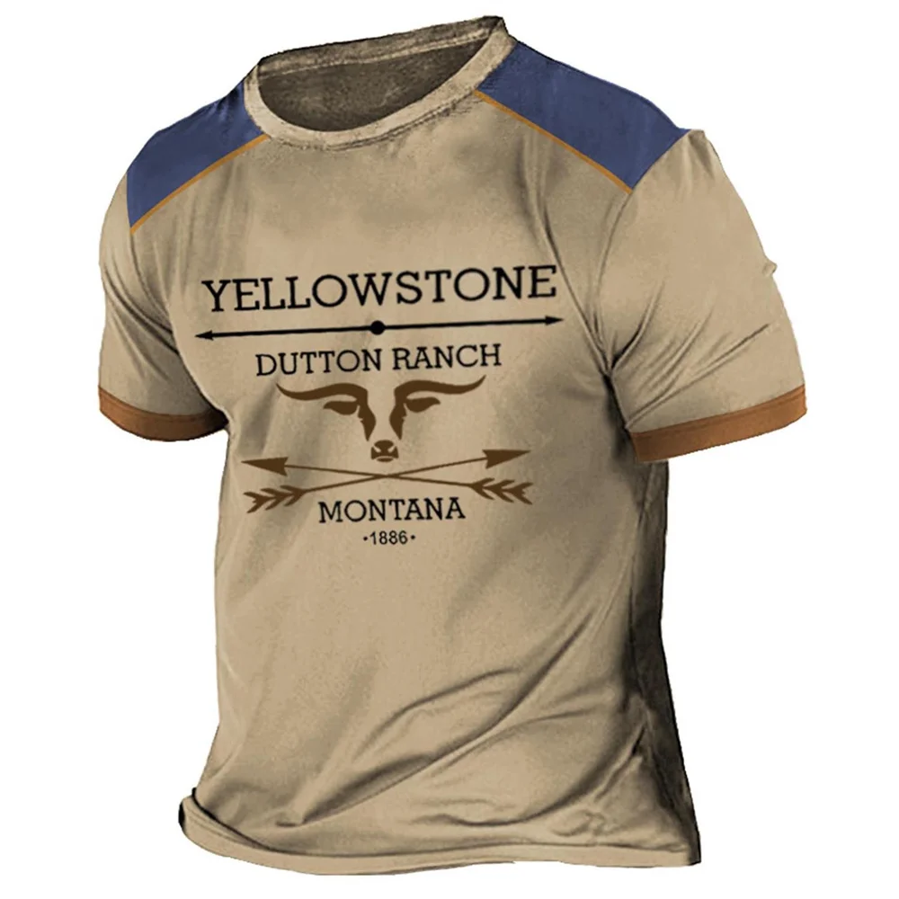 Camiseta Vintage para hombre con estampado 3d de Yellowstone, camiseta de manga corta Harajuku, ropa de calle informal, Jersey holgado, Tops, ropa de gran tamaño