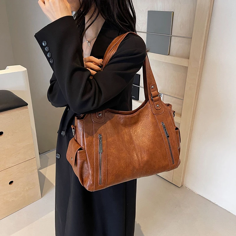 Bolsa de ombro com compartimento interno macio, alta qualidade, cores contrastantes, bolsa crossbody para mulheres, moda, bolsas de couro pu