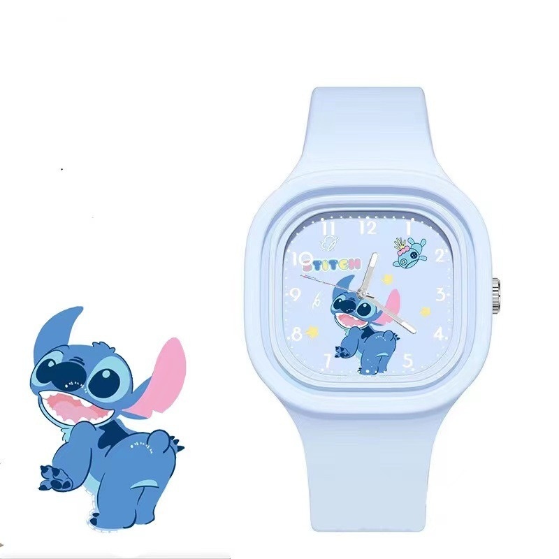 Kawaii อะนิเมะ MINISO Disney นาฬิกา Lilo & Stitch นาฬิกาเด็กกีฬานาฬิกาซิลิโคนการ์ตูน Mickey Minnie นาฬิกาของเล่นเด็กของขวัญ