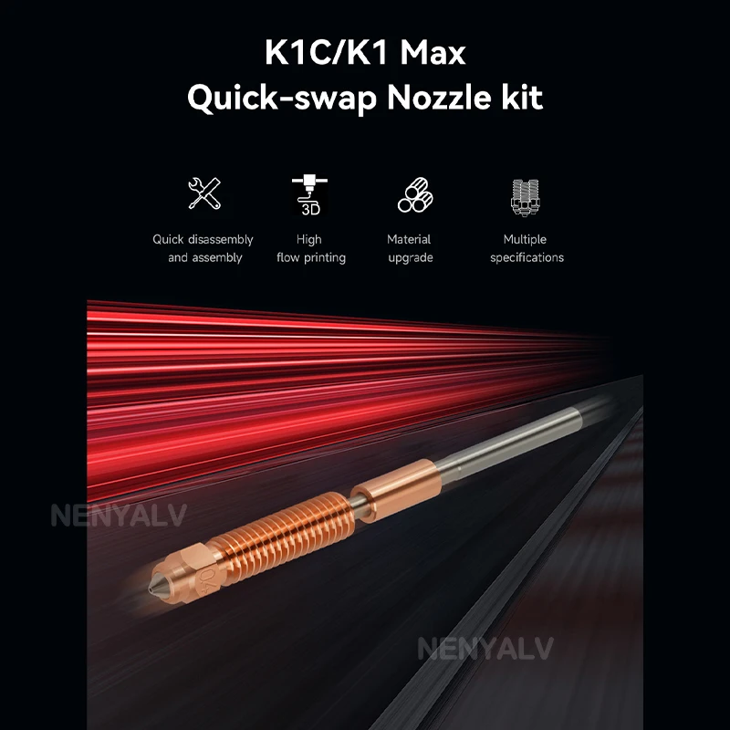 For Creality K1C Nozzle All-in-one Hardened Steel Titanium High Flow Upgraded K1C K1 Max Nozzle 0.2/0.4/0.6/0.8mm For Ender3 V3
