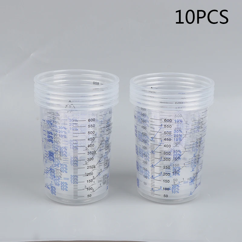 10/50 pz 600ml tazza di miscelazione vernice usa e getta vernice trasparente miscelazione tazza calibrata tazze di miscelazione vernice plastica 600ml vasi di miscelazione